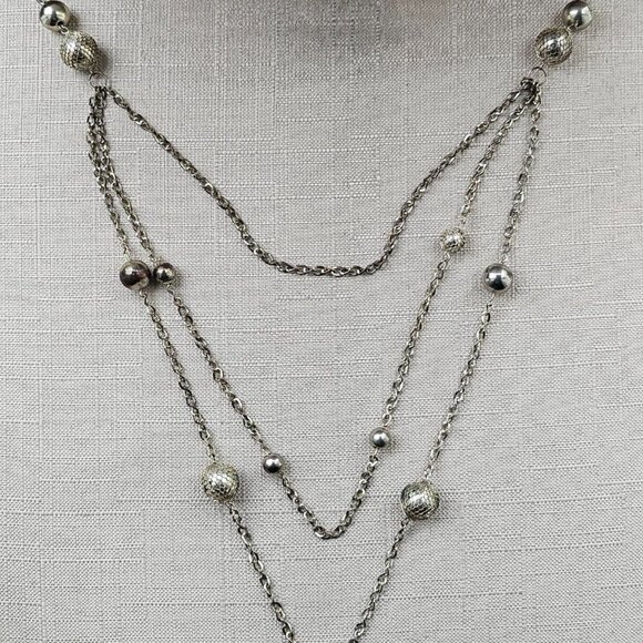 Women Necklace Long Chain Statement Silver Tone Fashion Jewelry - Picture 5 of 10